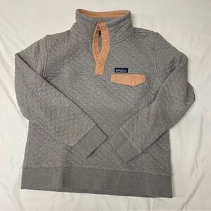 Patagonia Gray Quilted Pullover with Peach Accents